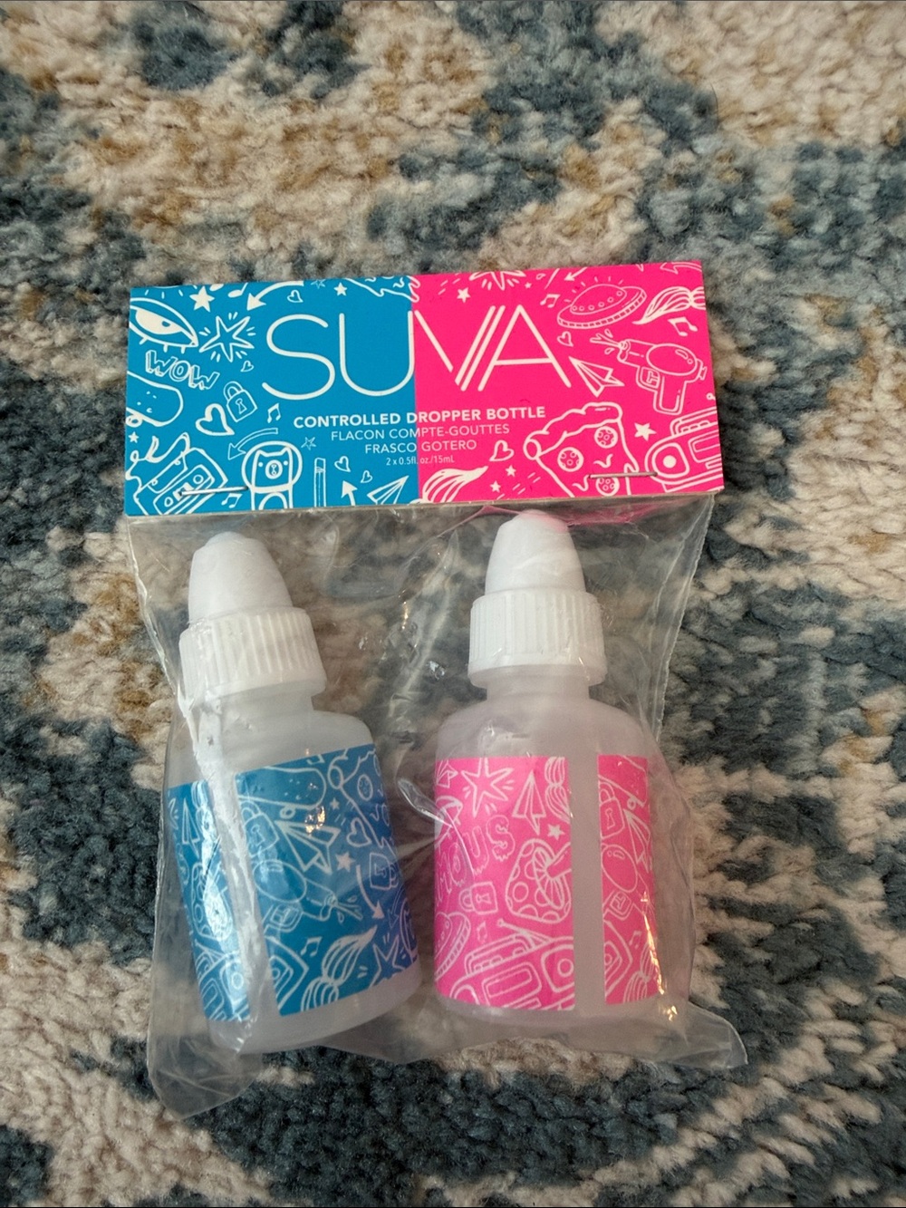 SUVA Controlled Dropper Bottles - Pink & Blue (2-Pack)